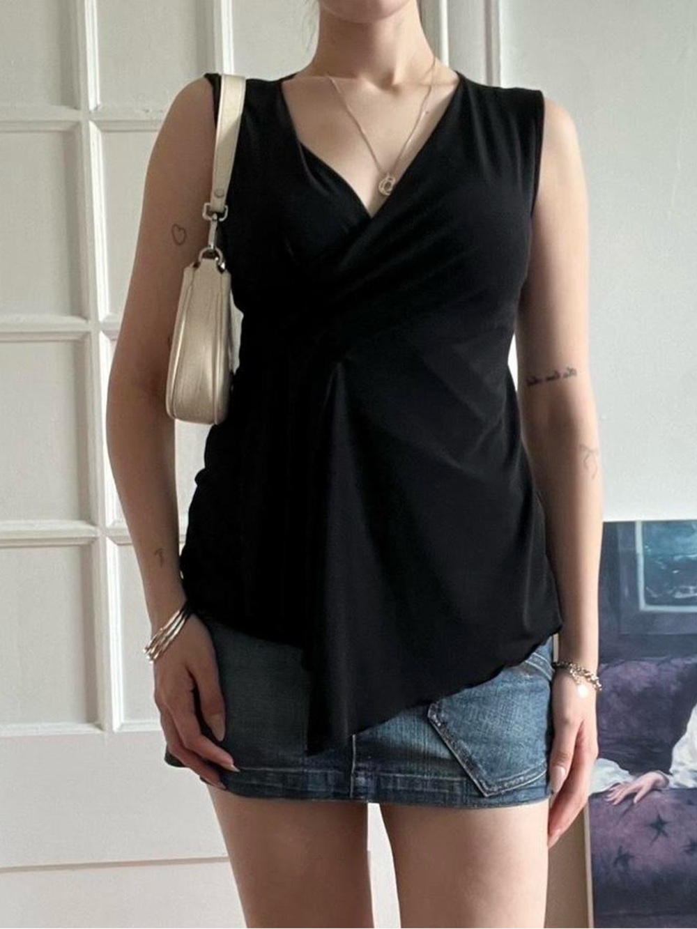 Size Large Black Jessica Asymmetrical Top